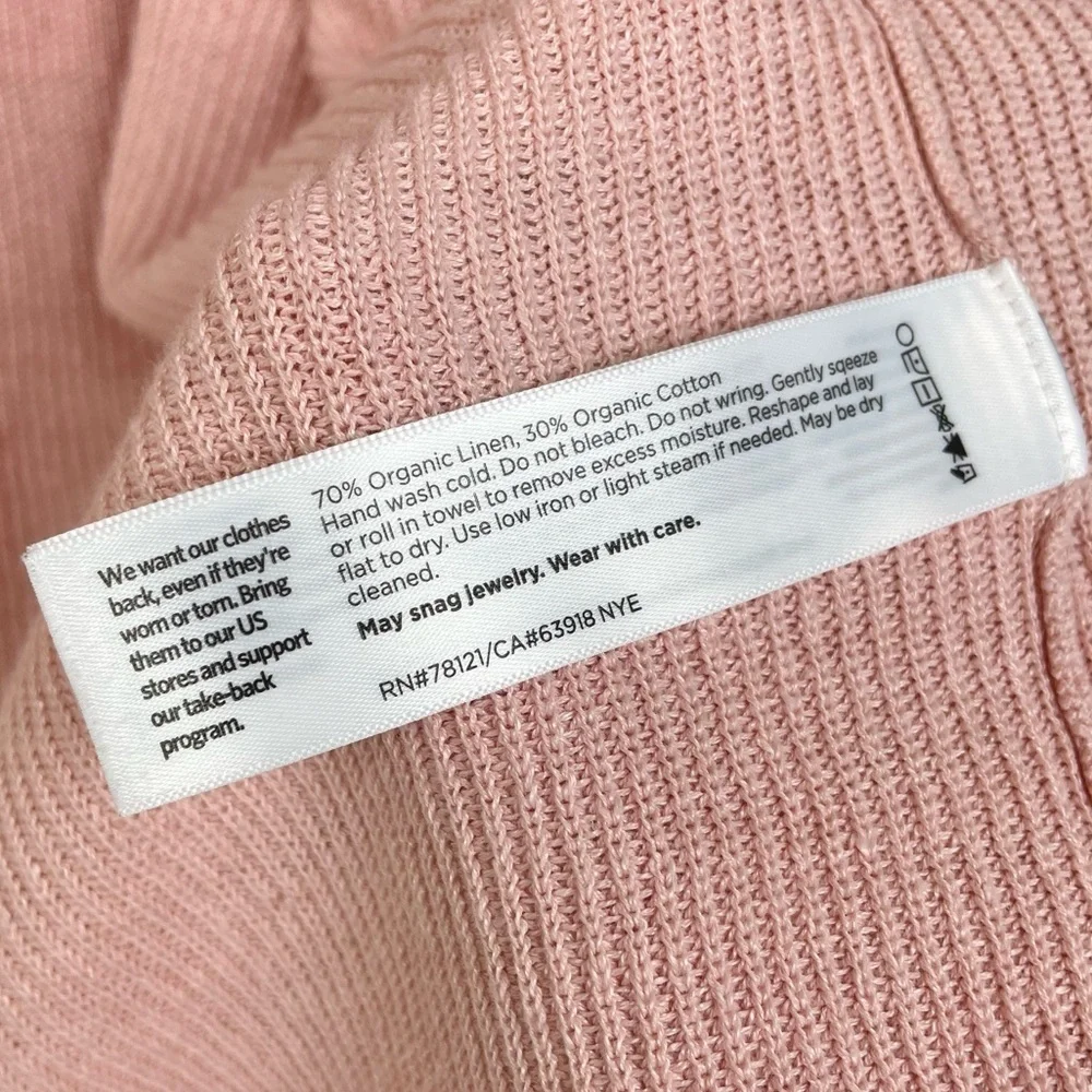 Eileen Fisher Women's Medium Open Front Cardigan Organic Linen Cotton Blush Pink - Picture 10 of 16